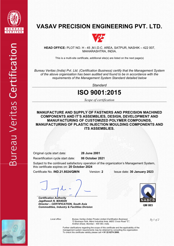 We are ISO 9001:2015 certified